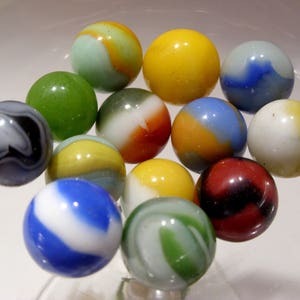 Estate Find Agate and Glass Vintage Marbles Group of Thirteen Lot #3 Collectible Gift, Birthday, Christmas, Father&#39;s Day Gift
