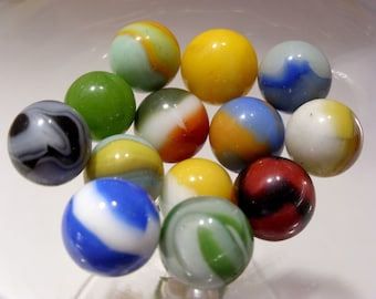 Estate Find Agate and Glass Vintage Marbles Group of Thirteen Lot #3