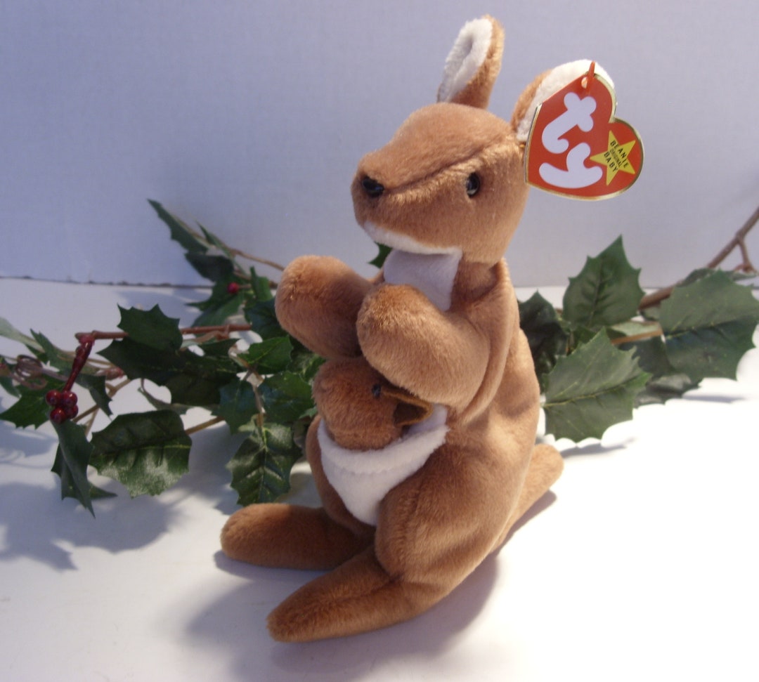 Ty Beanie Baby Pouch Kangaroo and Joey With ERRORS Vintage Collectible