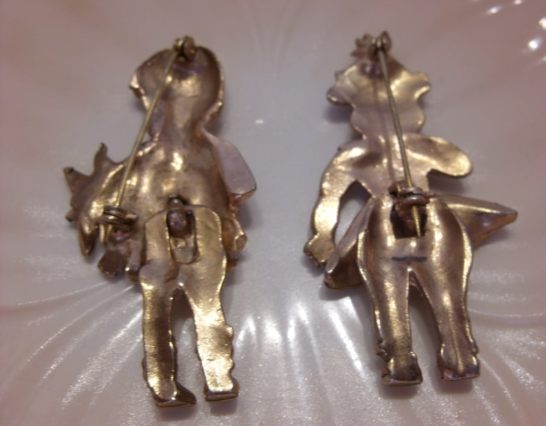 Gold Plated Moveable Boy and Girl Brooch Pins With Green Etsy