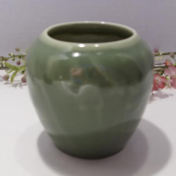 Green Rookwood Pottery Squat Vase 3 7/8" Tall Bottom of Vase Has Rookwood Mark XLV 6432 and 39 Mid Century Collectible Pottery