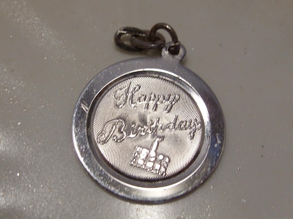 Happy Birthday Sterling Silver Vintage Charm For Bracelet or Pendant