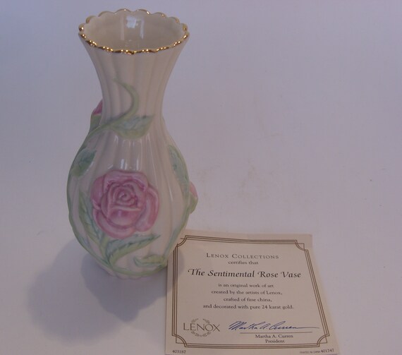 Lenox Sentimental Rose Vase, Fine China With 24K Gold - Etsy