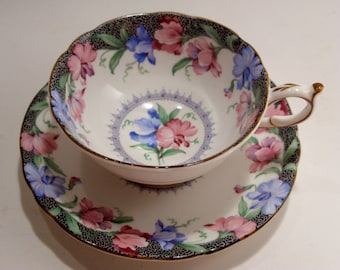 Paragon Sweet Pea Tea Cup and Saucer Fine Bone China Made in England, Tea Party, Bridal Shower, Mother&#39;s Day Gift