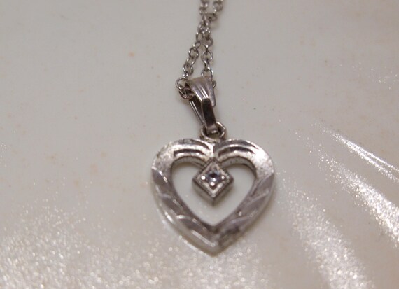 Sterling Silver Small Heart with Diamond, FREE SH… - image 4