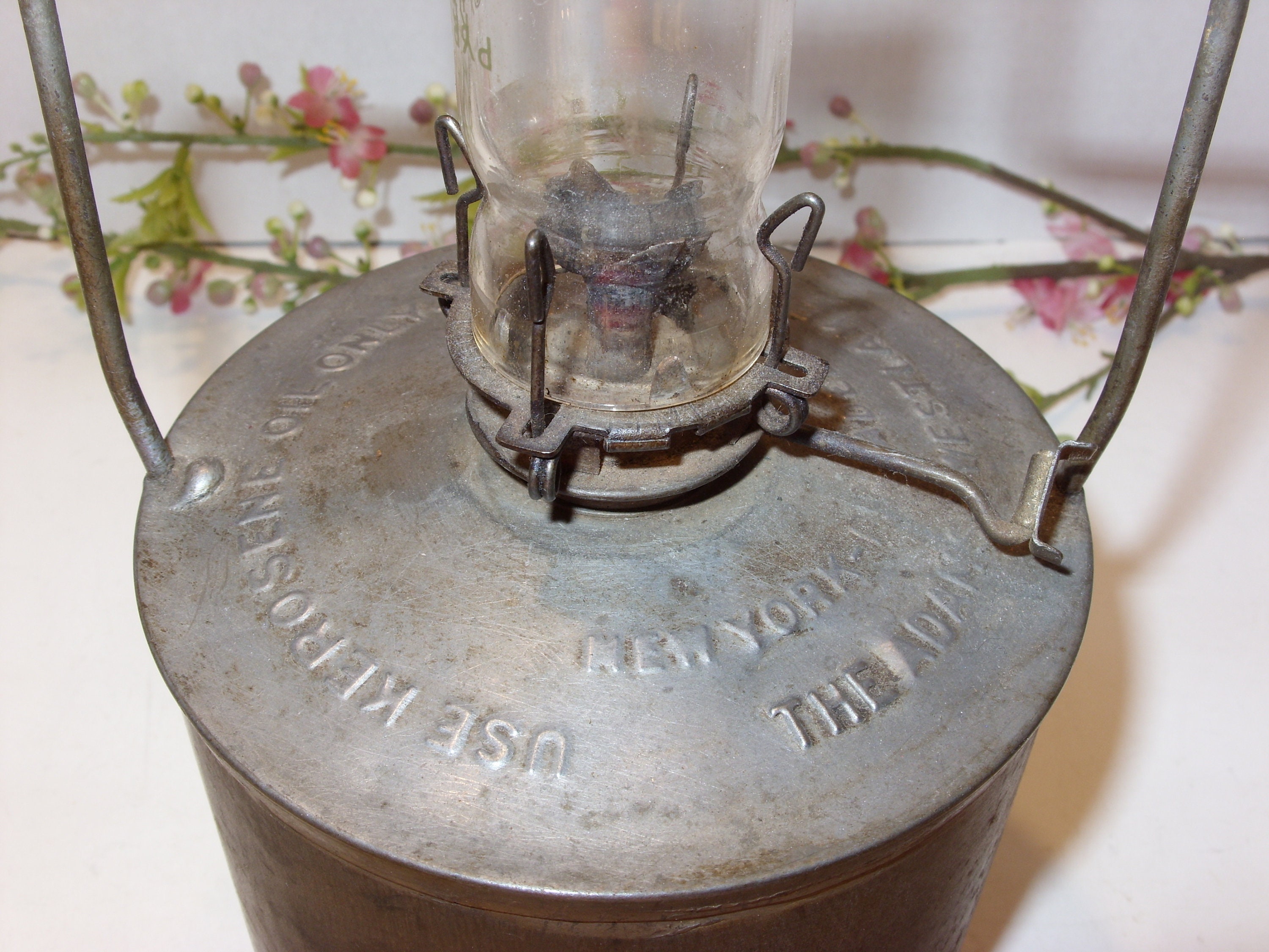 Rare Antique Railroad Lantern: Adams & Westlake Pyrex Shade