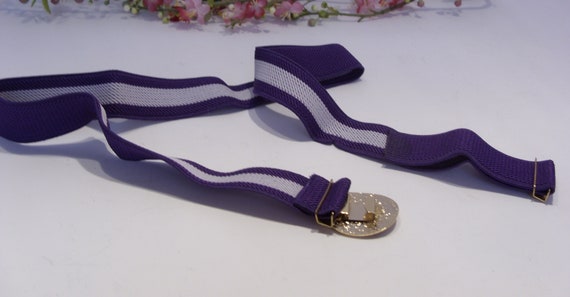 Adjustable NOS Purple Stretch Belt with Cloisonne… - image 7
