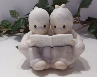 Precious Moments "Precious Memories" 1987 Samuel J. Butcher Collectible Figurine Older Couple Sitting on Couch Looking at Wedding Album