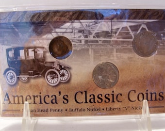 Vintage US Coin Set: Indian Head Penny, Buffalo & Liberty Nickel