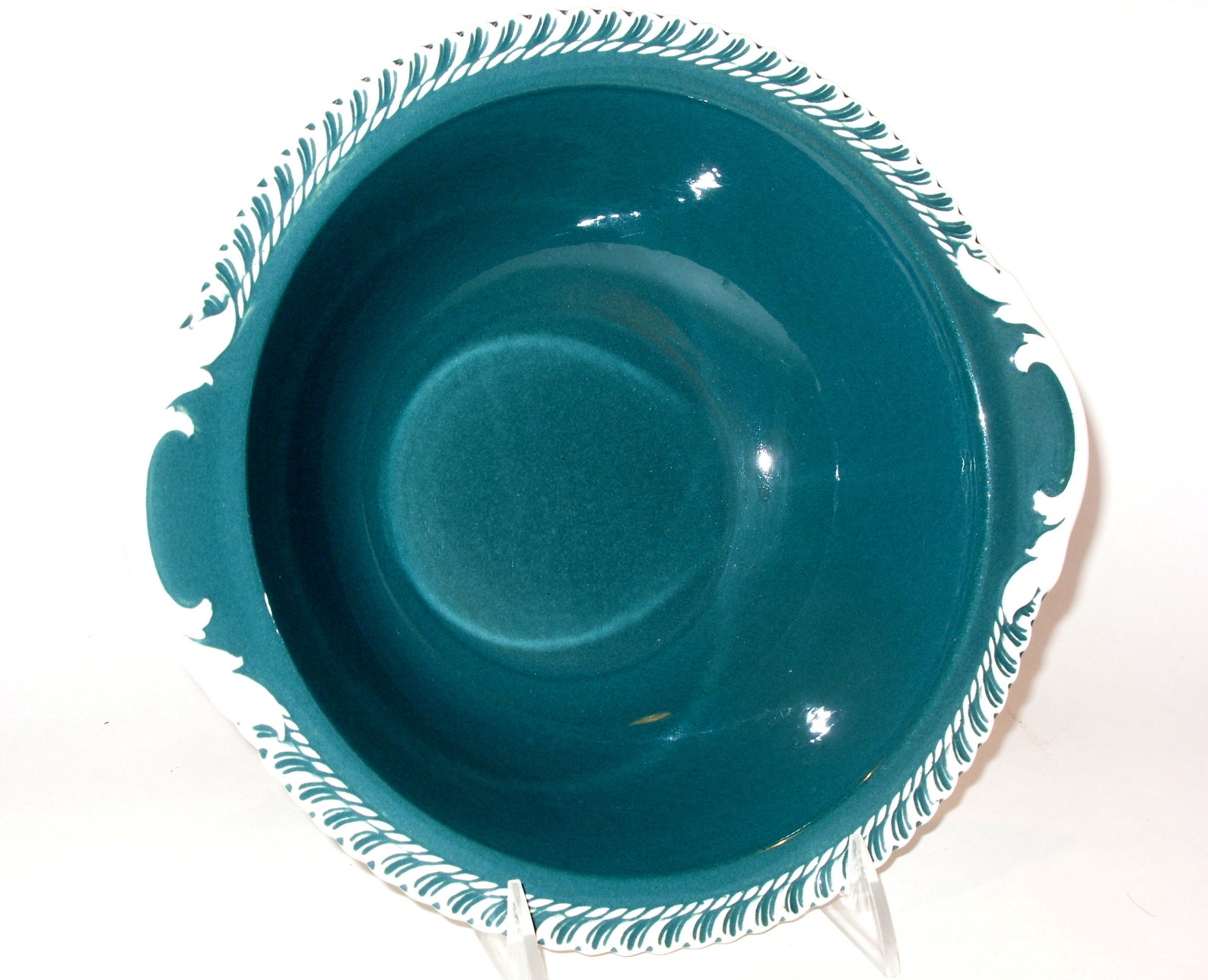 Harkerware Corinthian Pattern Lugged Serving Bowl Dark Green Etsy