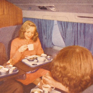 1949 United Airline DC-6 Mainliner 300 Smart « Club Car » section carte postale vintage carte postale publicitaire United Airline cadeau de collection