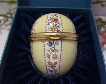Caja de huevos esmaltada Halcyon Days: Caja de baratijas con bisagras Floral Bilston Battersea TAL CUAL