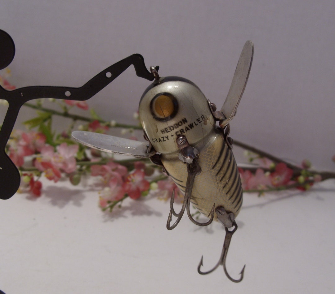 Heddon Crazy Crawler Vintage Fishing Lure is Silver and Black Etsy