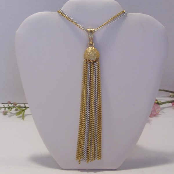 Long Tassel Chain Pendant Necklace, Vintage