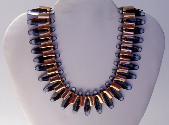 Renior Style Copper and Midnight Blue Enamel Trib… - image 10