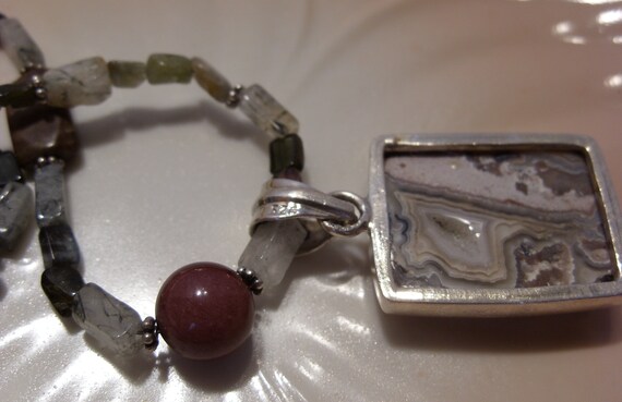 Agate Jasper and Assorted Gemstone Necklace with … - image 3