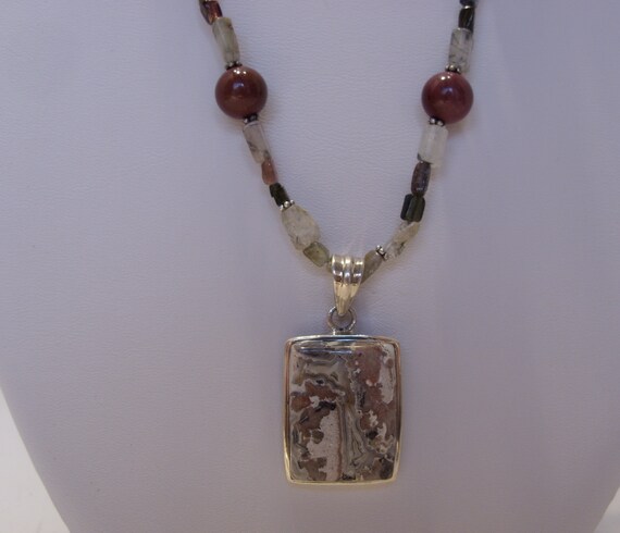 Agate Jasper and Assorted Gemstone Necklace with … - image 7