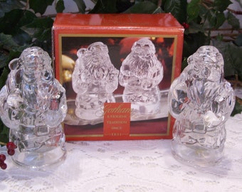 Vintage Gorham Crystal Santa Salt and Pepper Shakers, NOS in Box