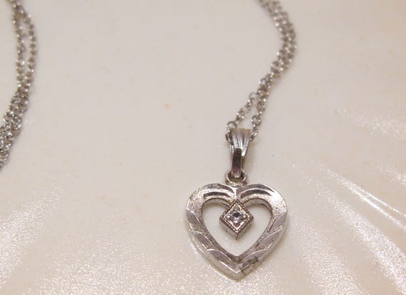 Sterling Silver Small Heart with Diamond, FREE SH… - image 8