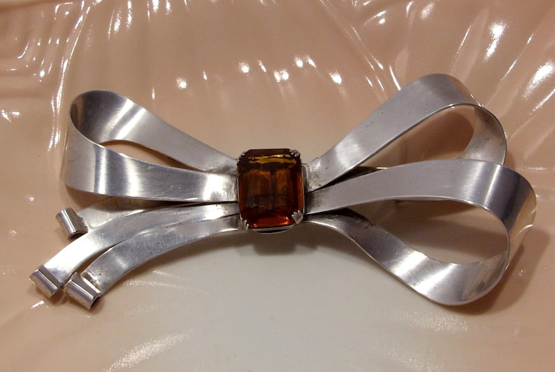 Coro Craft Art Deco LARGE Sterling Silver Bow Brooch FREE Shipping USA Stunning Brooch Designer Signed CoroCraft Great Gift