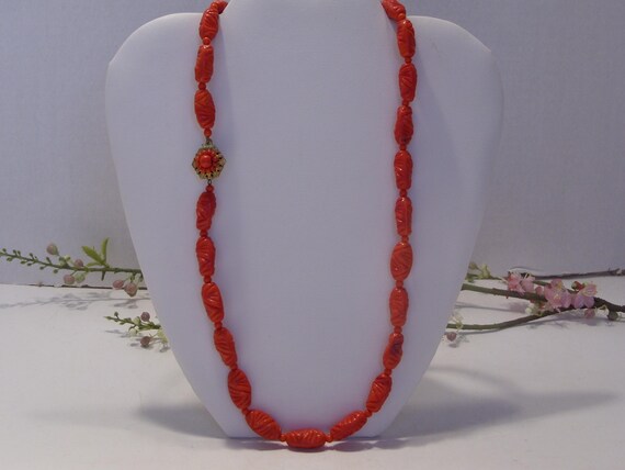 Vintage Miriam Haskell Red Glass Bead Necklace: S… - image 4