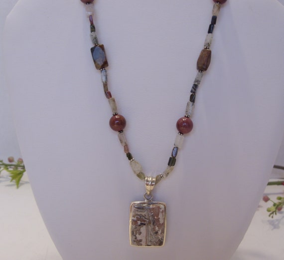 Agate Jasper and Assorted Gemstone Necklace with … - image 5