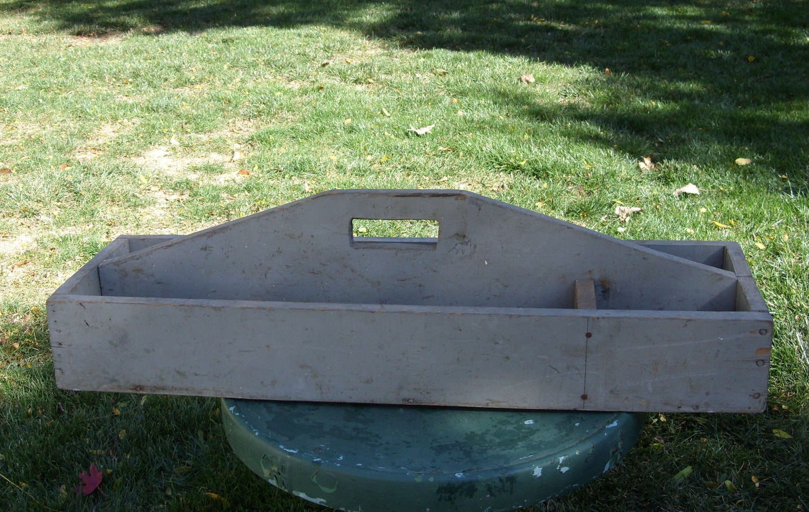 Large Antique Wood Carrier Tool Box Carry All Tote Long Etsy