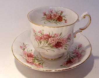 Paragon Pink Floral Tea Cup and Saucer are Fine Bone China in English Flowers Series, Carnation Pattern Tea Party, Bridal Shower, Great Gift