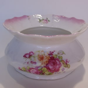 Antique Victorian Ladies Ceramic Spittoon Cuspidor Pink Floral Design, Collectible Tobacciana Birthday Mother&#39;s Day Gift, Sm Chip SOLD AS IS