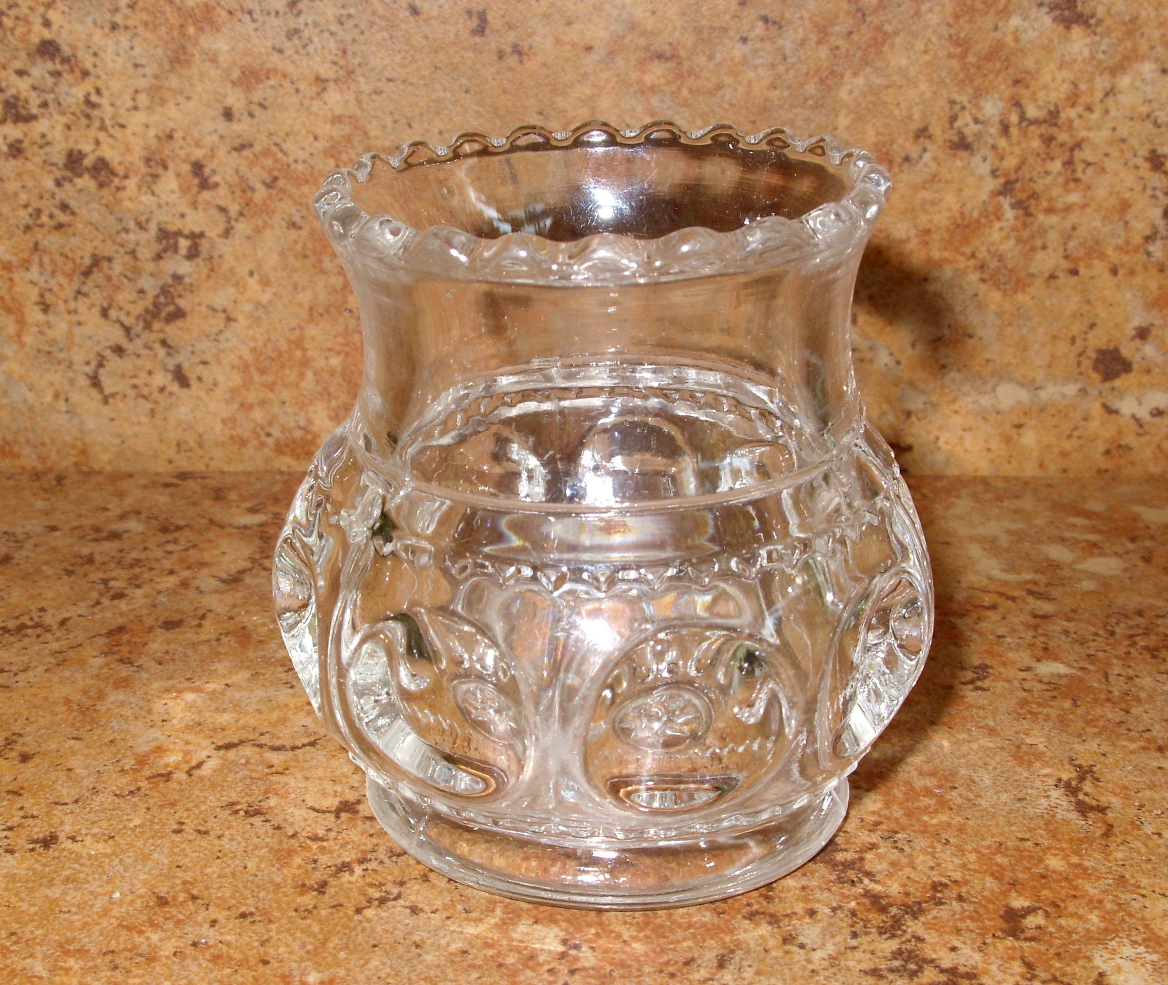 Victorian Toothpick Vintage Kings Crown Toothpick Holder, Thumbprint Victorian, Adams Glass ...