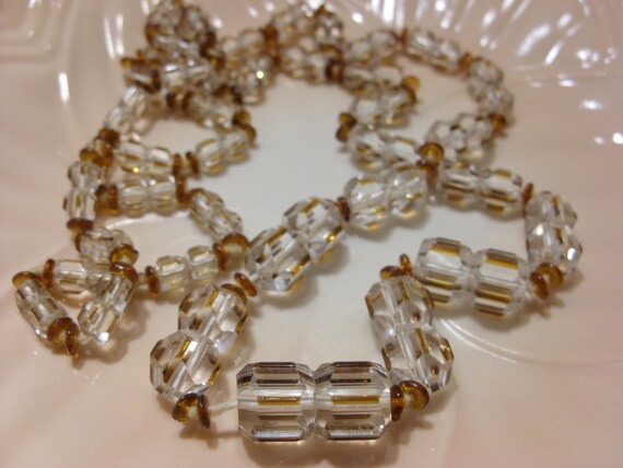 Faceted Crystal Necklace with Small Brown Round A… - image 5