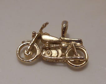 14K Gold Motorcycle Pendant Vintage Charm