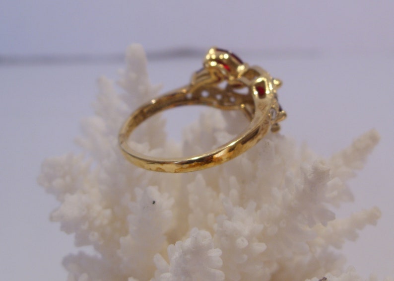 Great Gift Gold Plate Over Sterling Silver Red Marquise Shape Multi Stone Ring Size 10 14 Vintage Multi Stone Fashion Ring