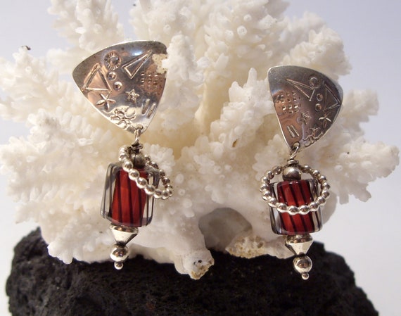 Sterling Silver Drop Dangle Pierced Post Earrings… - image 4