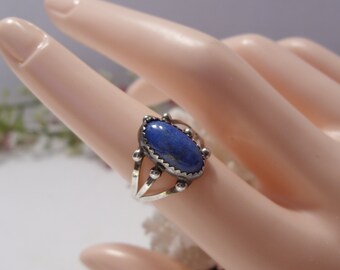 Vintage Lapis Lazuli Sterling Silver Ring - Size 7 1/4