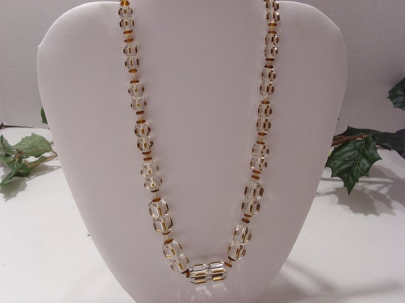 Faceted Crystal Necklace with Small Brown Round A… - image 4