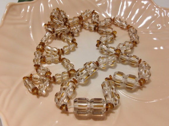 Faceted Crystal Necklace with Small Brown Round A… - image 7