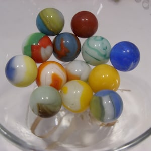 Agate and Glass Vintage Marbles Estate Find Group of Thirteen Lot # 12 Collectible Gift Birthday Christmas Father&#39;s Day Gift