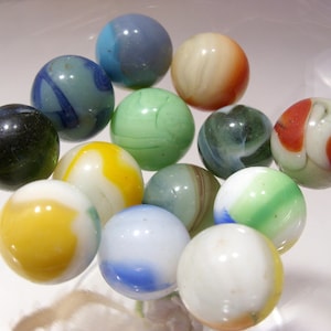 Estate Find of Agate and Glass Marbles Group of Thirteen Lot #2  Collectible Gift, Great Birthday, Christmas, Father&#39;s Day Gift