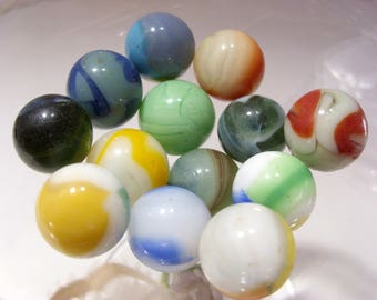 Estate Find of Agate and Glass Marbles Group of Thirteen Lot #2