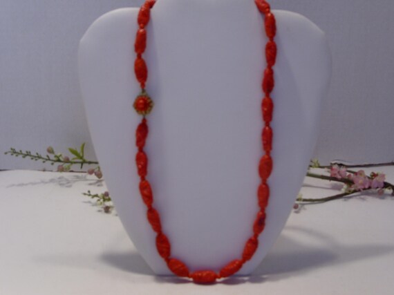 Vintage Miriam Haskell Red Glass Bead Necklace: S… - image 7