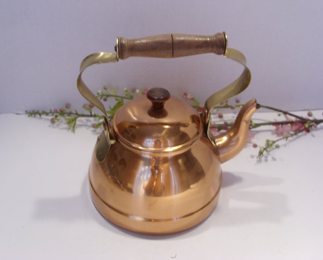 Copper Teapot With Brass and Wood Handle Made in Portugal Etsy