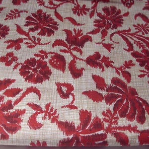 Vintage Red Floral Cotton Fabric - 2 Yards x 35 Inches - 1950s Sewing Quilting