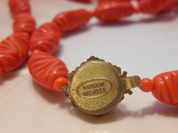 Vintage Miriam Haskell Red Glass Bead Necklace: S… - image 2