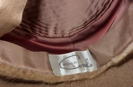Coralie Vintage 1950's Mink Fur Hat with Quilted … - image 9