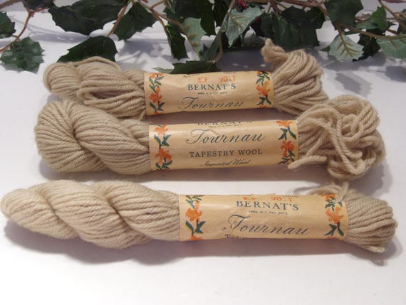 Vintage Bernat Tournau Tapestry Wool: Beige, 120 Yards Total