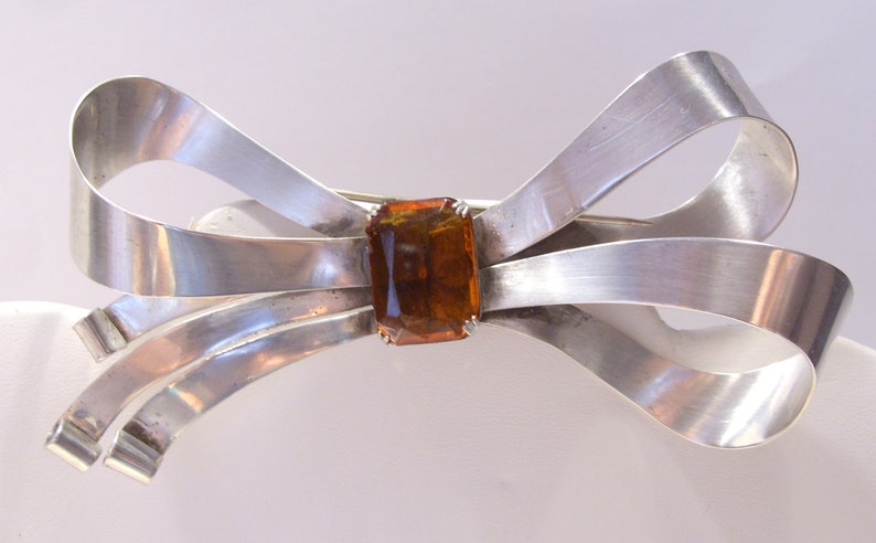 Coro Craft Art Deco LARGE Sterling Silver Bow Brooch FREE Shipping USA Stunning Brooch Designer Signed CoroCraft Great Gift