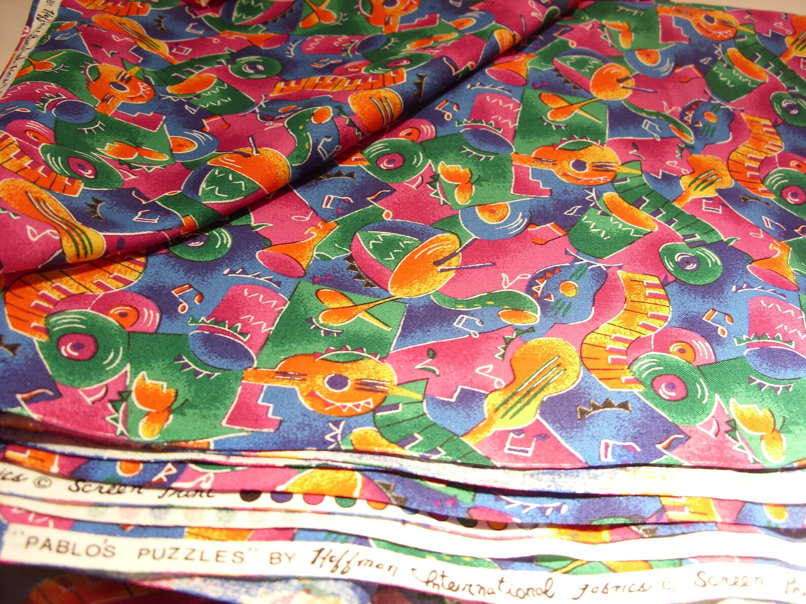 Pablo's Puzzles Vintage Cotton Fabric by Hoffman Etsy