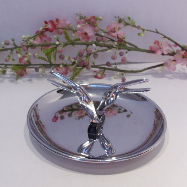 Hamilton Art Deco Chrome Tucan Ash Tray Trinket Tray Collectible Tobacciana Ash Tray Made in USA Great Gift