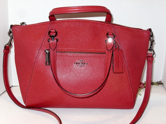 Coach Red Vintage Pebble Leather Two Handle Shoulder Bag